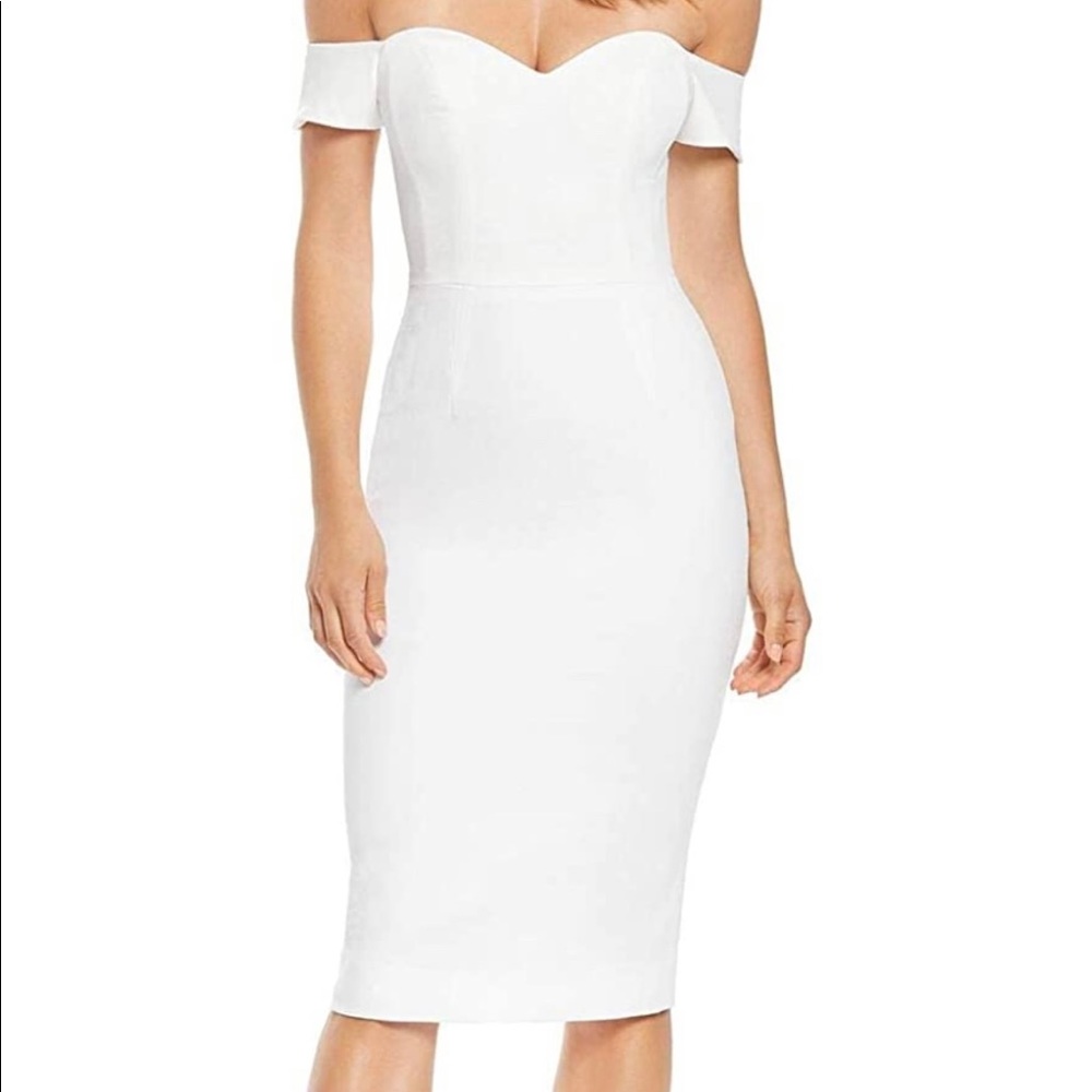 Dress the Population White, Bailey Off The Shoulder Sweetheart Bodycon Dress